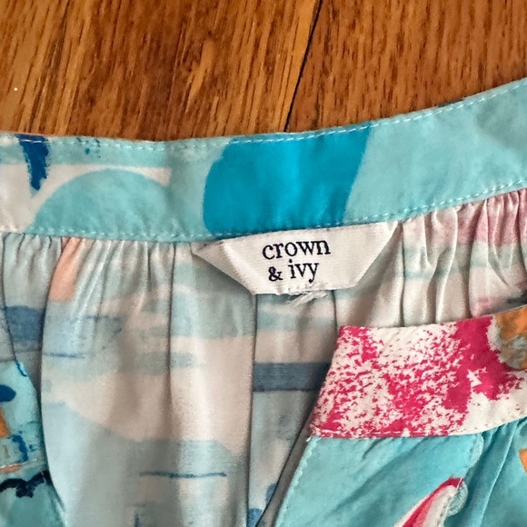 Crown & Ivy Multicolor Tropical Print Top - Picture 3 of 5